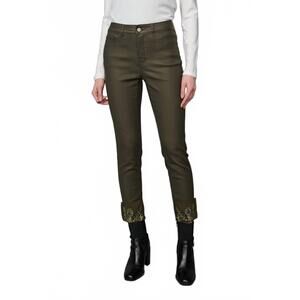 NEW PICADILLY women's embellished cuff cropped jeans in capers